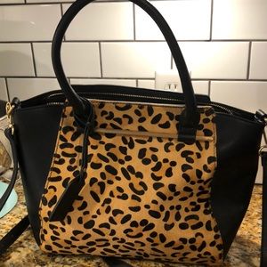 Sole Society leopard and black handbag
